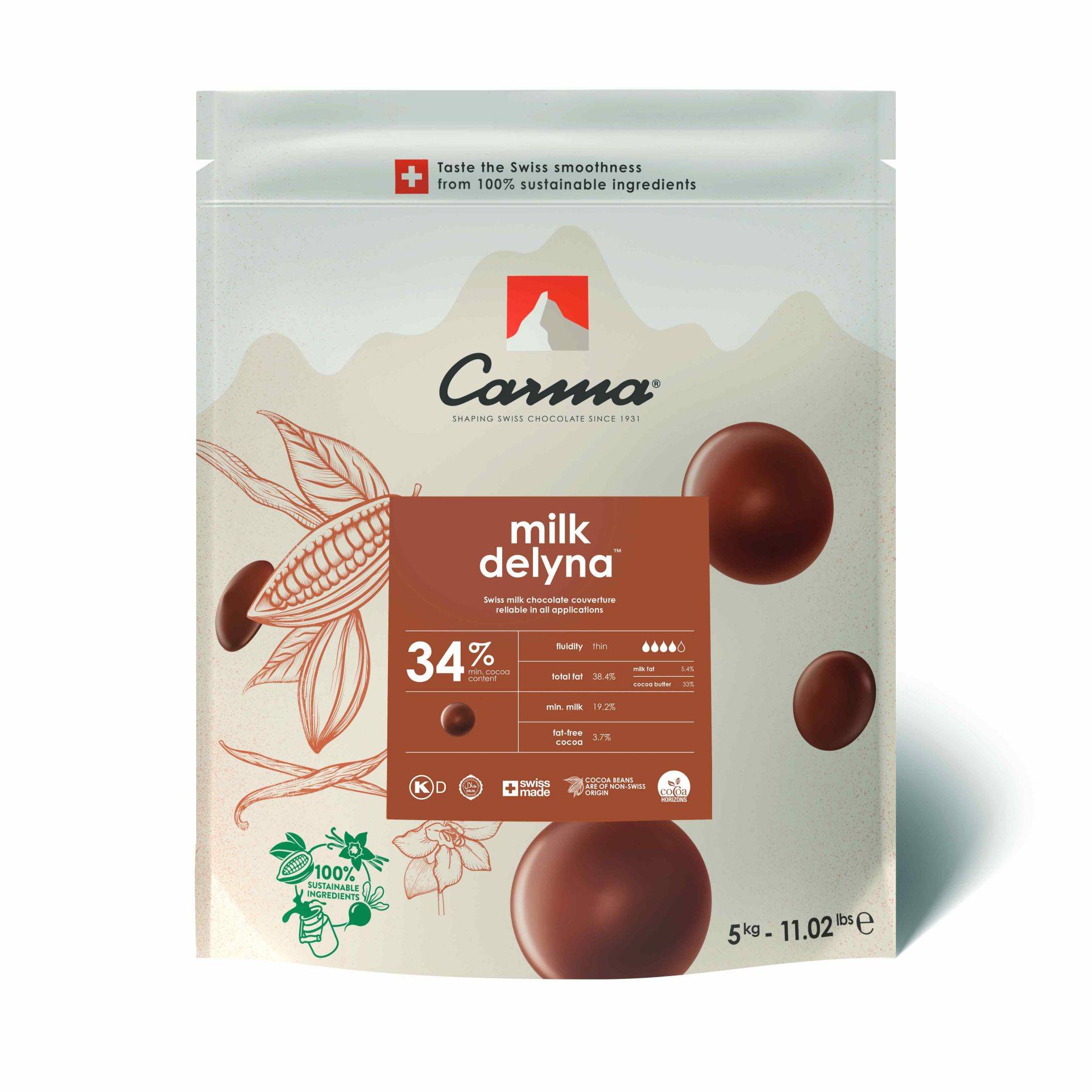 Carma Milch 34 % – Kuvertüre milk delyna, 5kg couverture 