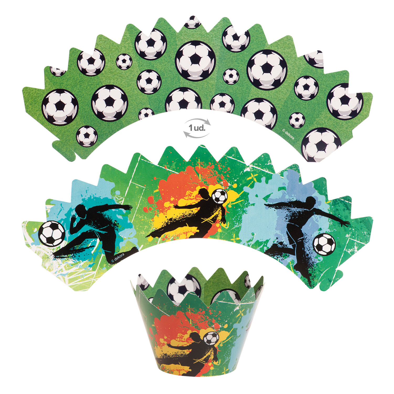 Fußball Cupcakeförmchen & Topper Set – Muffinförmchen mit Cupcake-Wrappern für Fußballparty