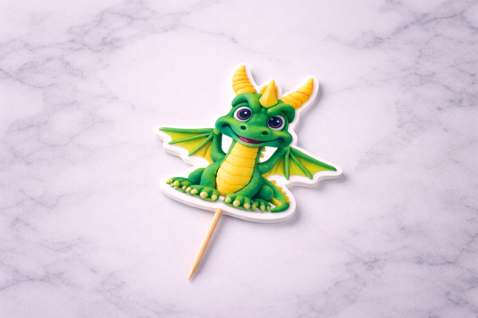 Caketopper Drache Grün – ca. 11,5 cm hoch – süße Tortendeko für Kindergeburtstag & Motto-Torte