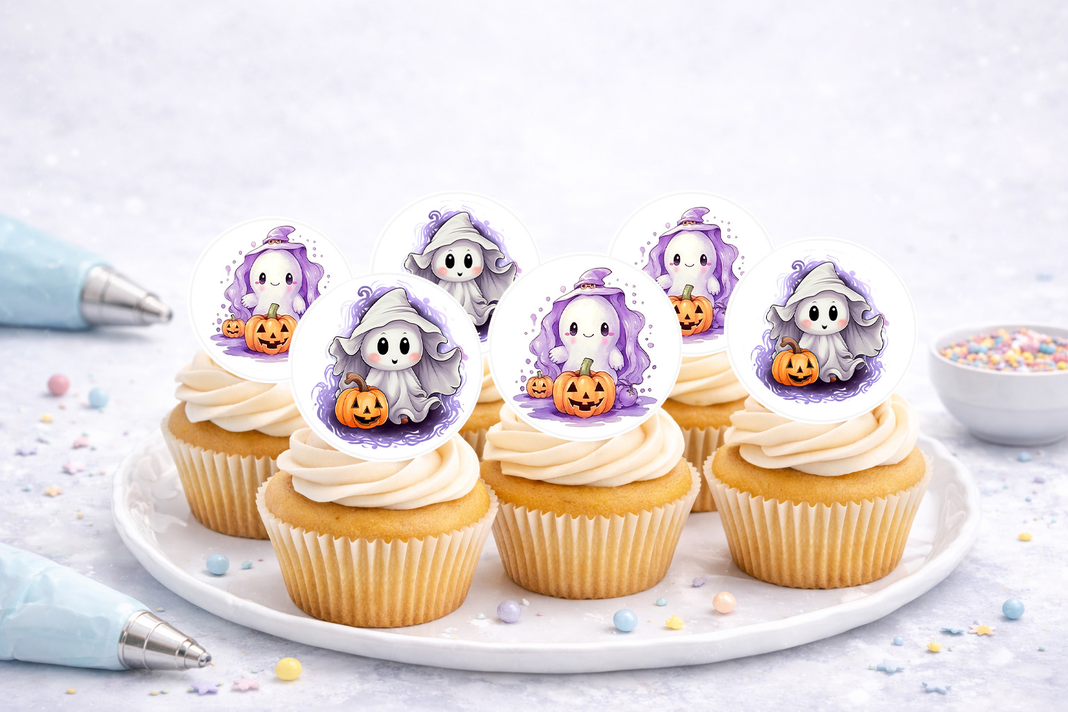 Essbare Muffinaufleger mit Halloween-Motiven für Cupcakes und Muffins