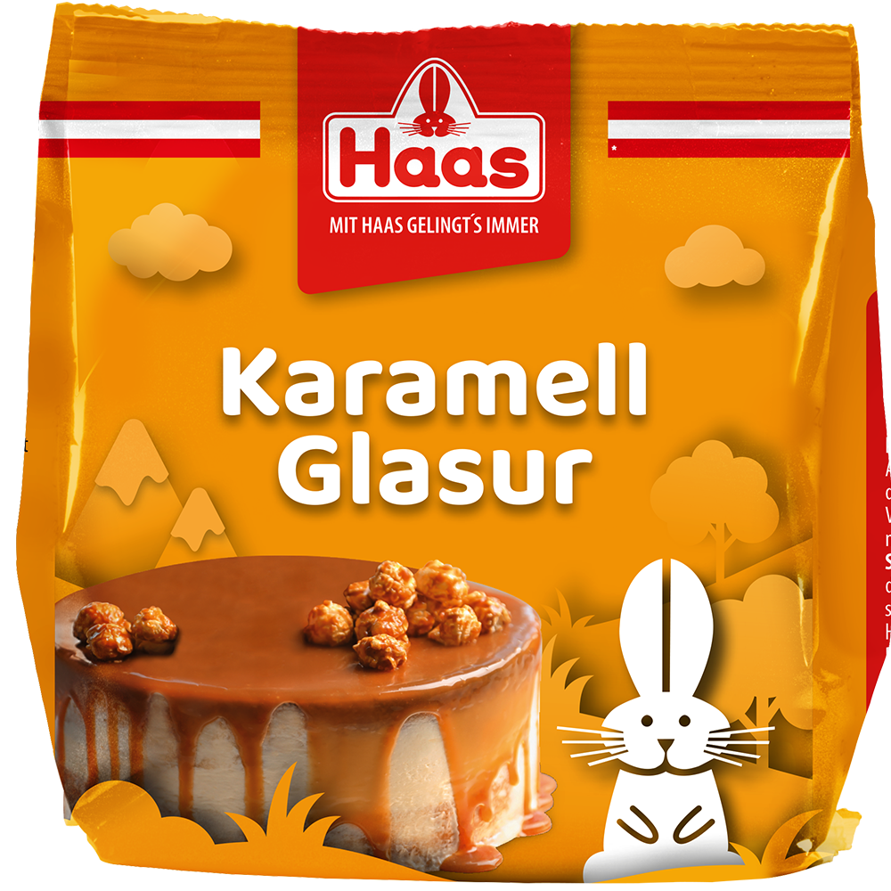 Haas Karamellglasur 250 g – Zuckerglasur für Torten & Kuchen, vegan