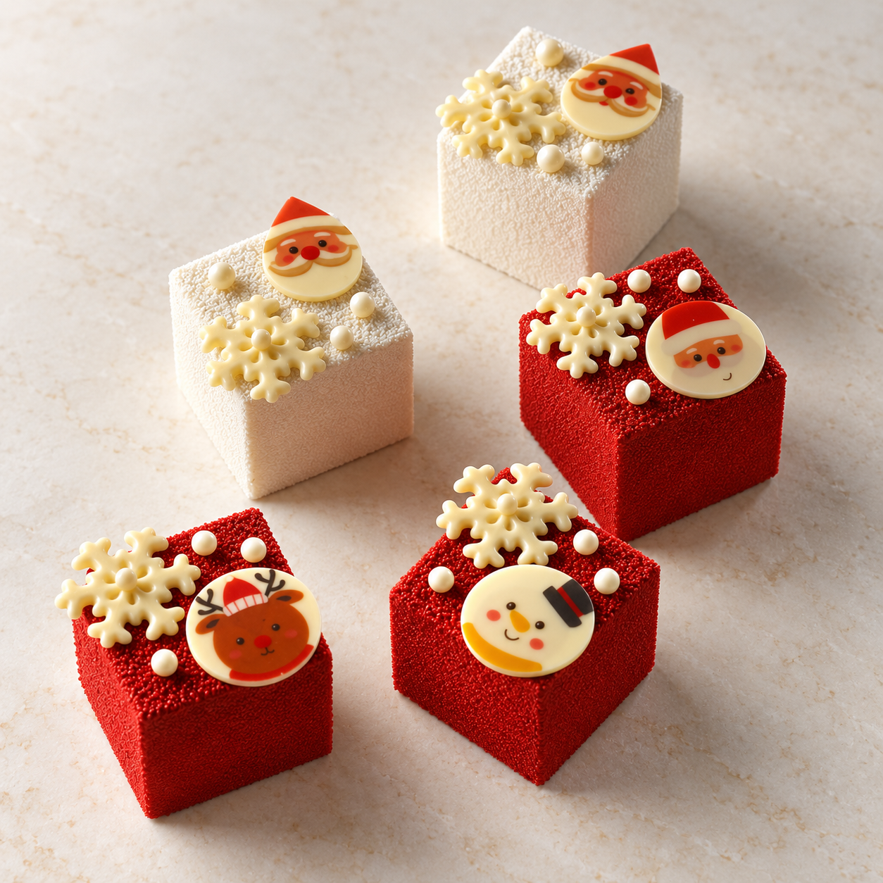 Weihnachtsmann-Schokoladenaufleger aus weißer Schokolade – ca. 2,8 × 4 cm