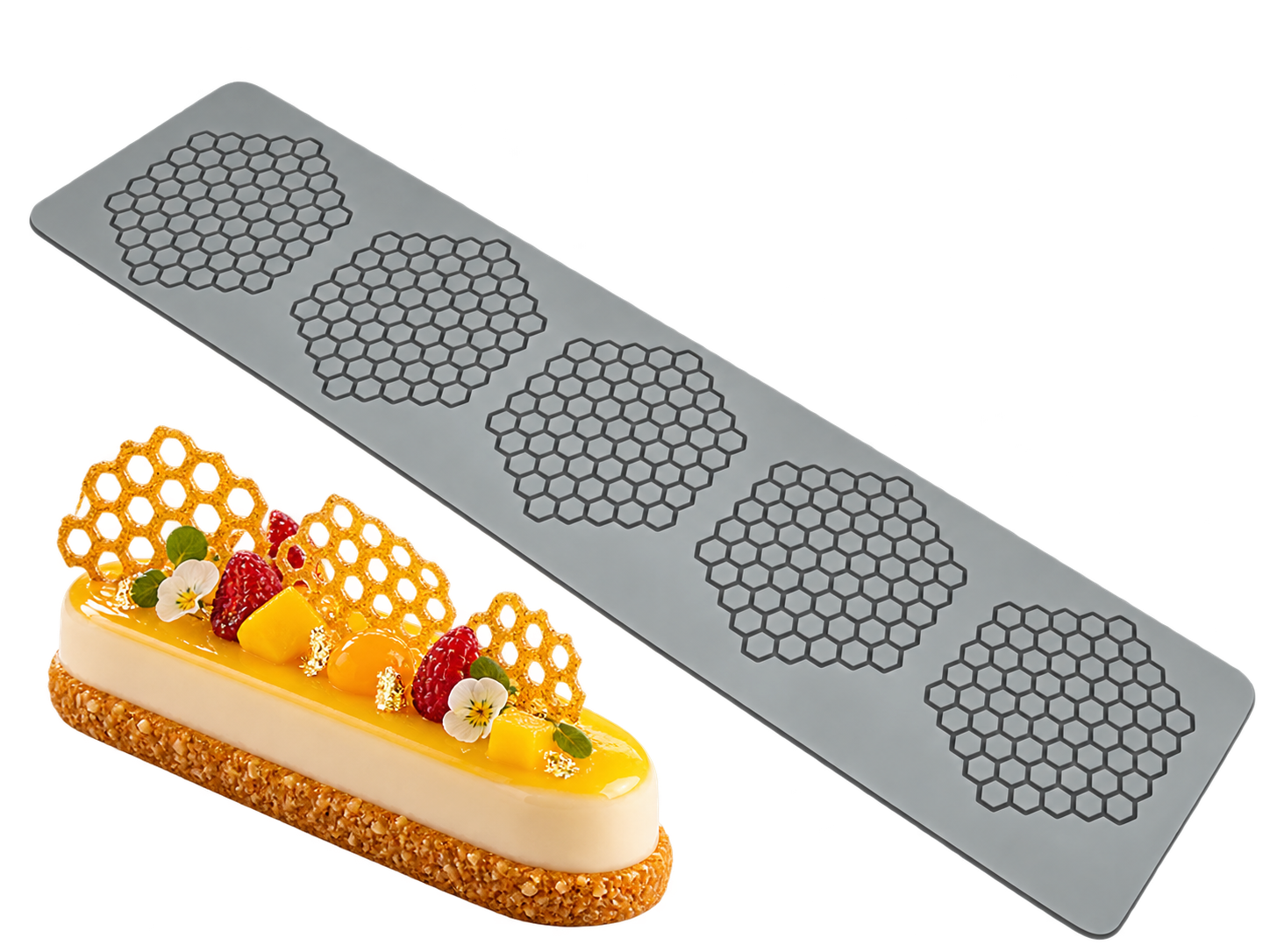 Hippenmatte Bienenwaben – Silikon-Backmatte für kreative Strukturen