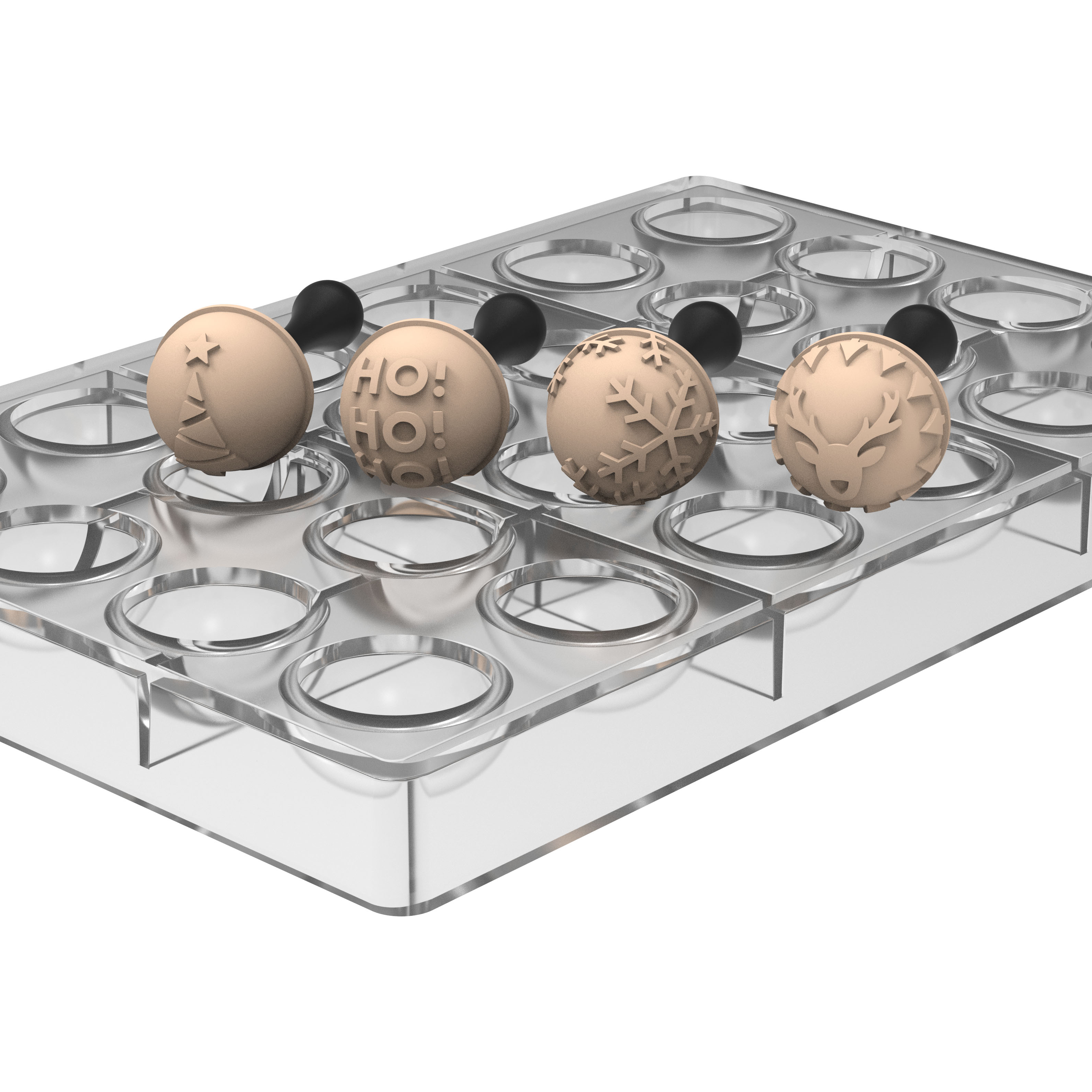 Silikomart Semisfera 01 & Choco Stamp B – Pralinenform mit Dekor-Stempelsystem 