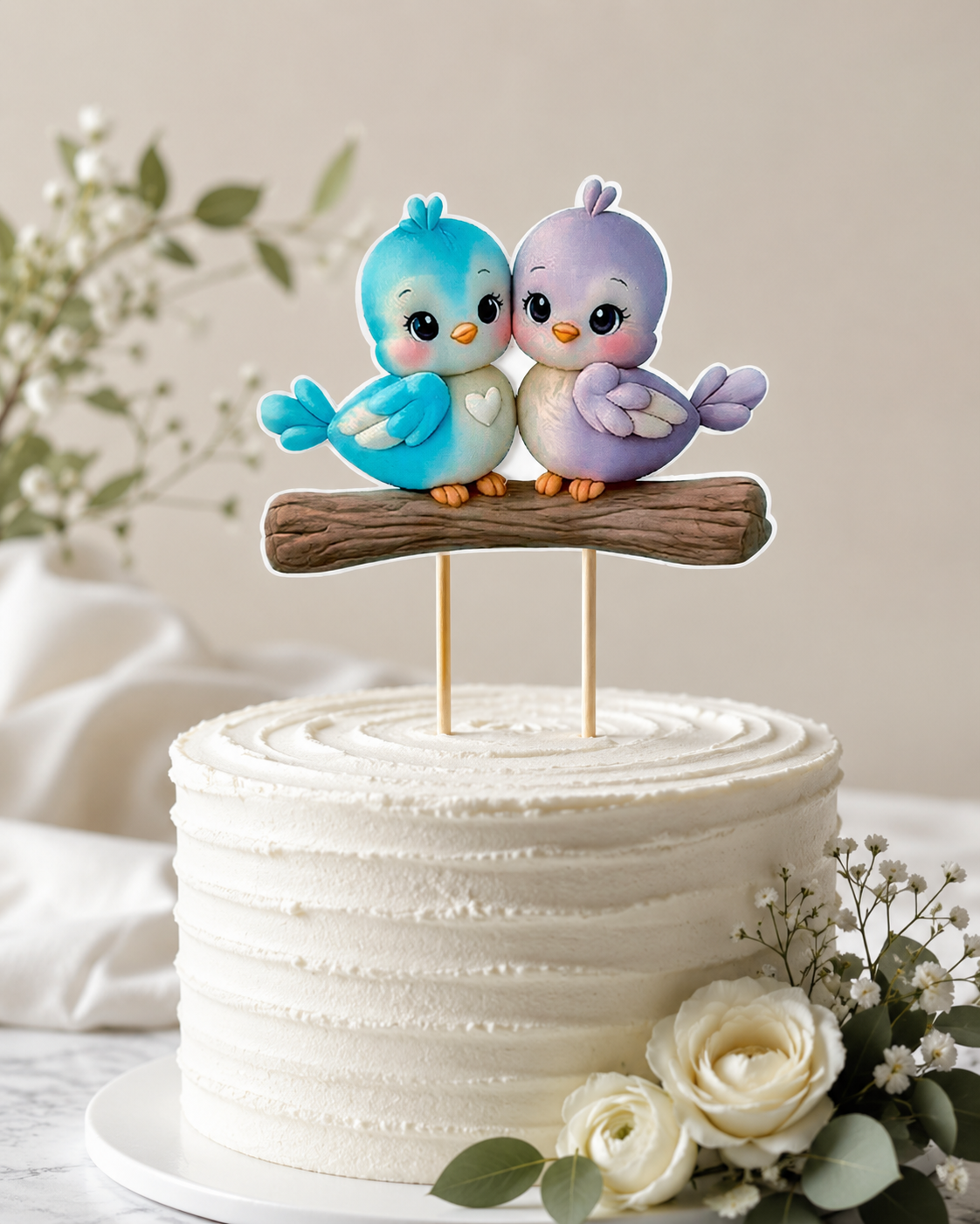2D Fondant Caketopper Vögel – Tortendeko zum Einstecken