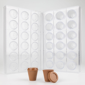 Martellato Barista Pralinenform Set Kaffeebecher mit Deckel aus Polycarbonat 2-teilig