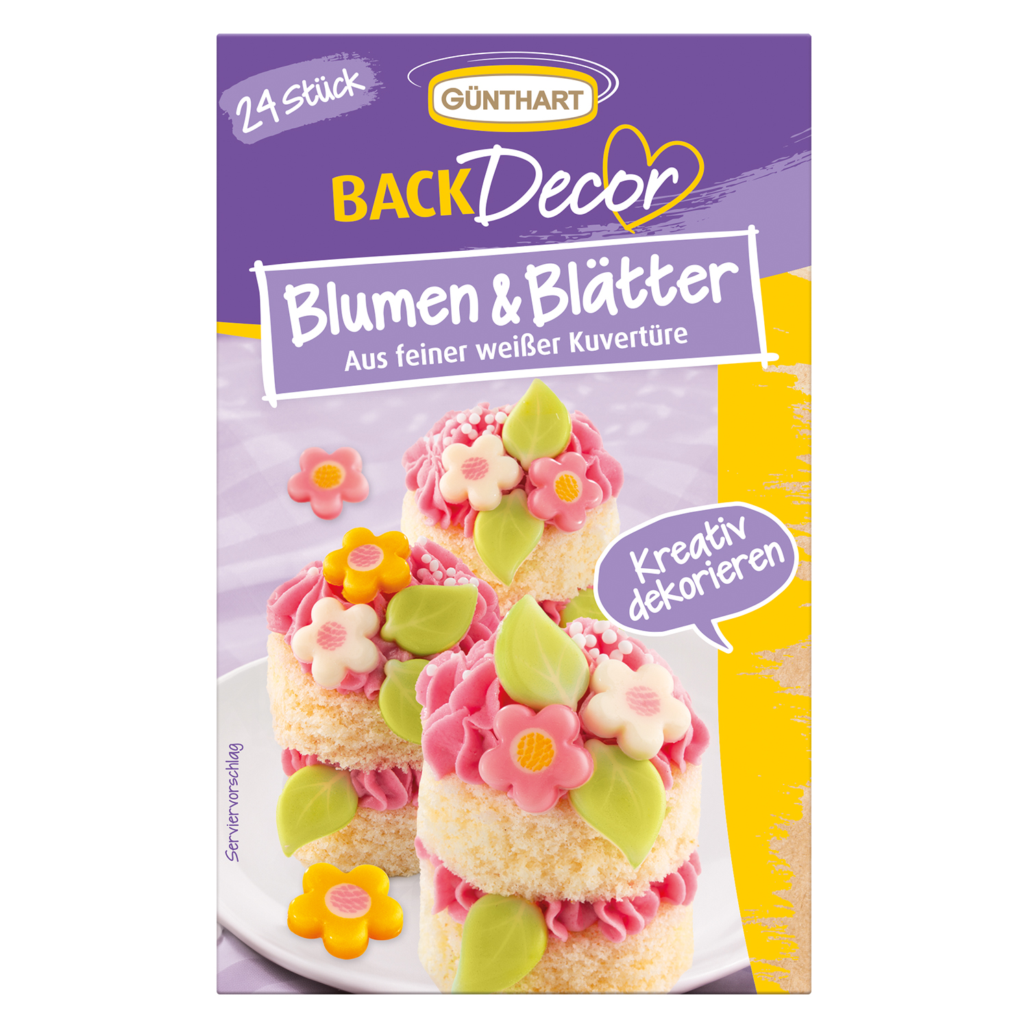 Blumen & Blätter aus weißer Schokolade