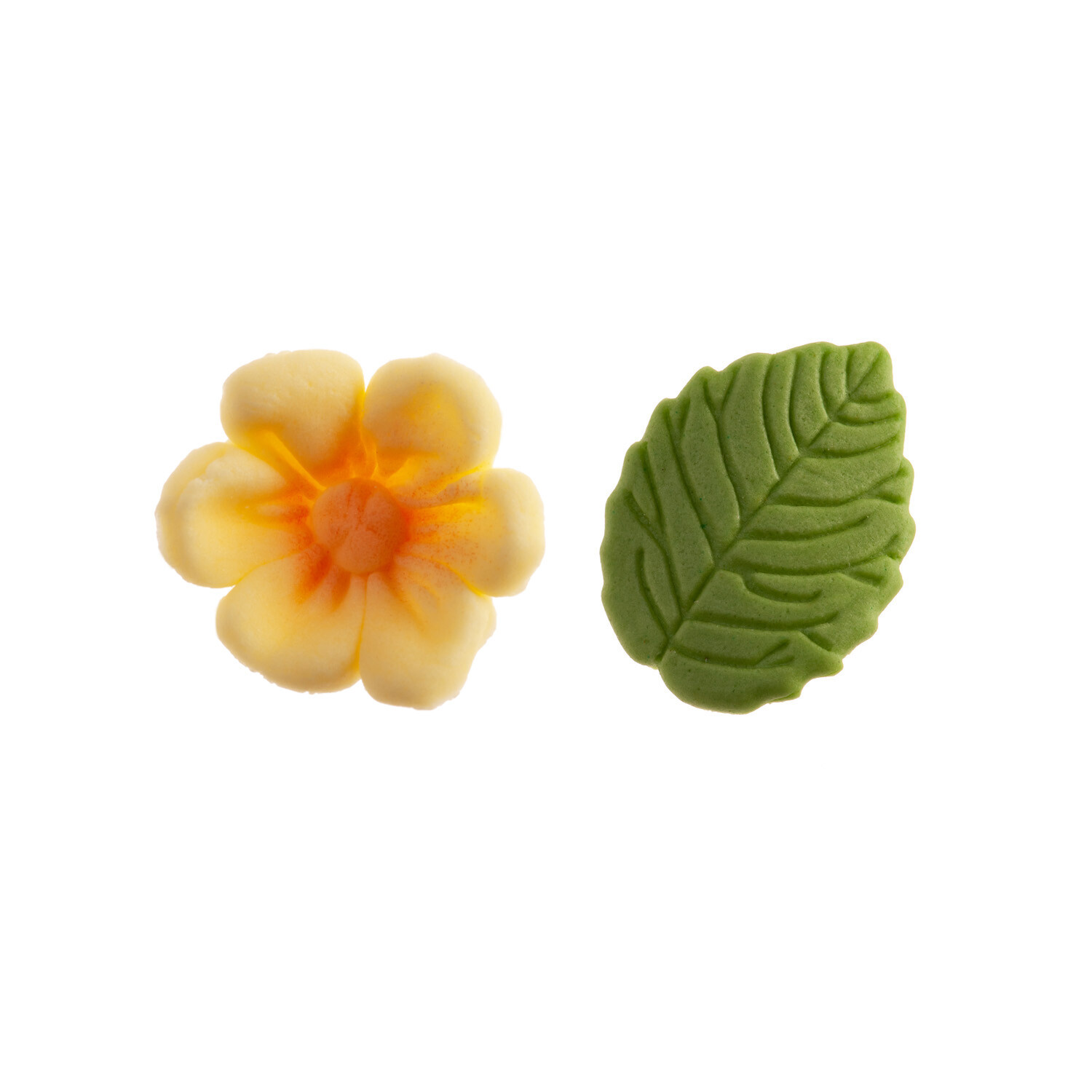 Zuckerdekoration Blumen gelb mit Blättern