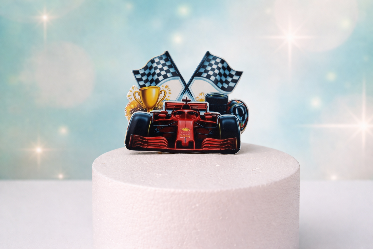 Essbarer 2D Caketopper Rennauto aus Fondant handgemacht – Tortenstecker zum Reinstecken 9,5 x 9 cm