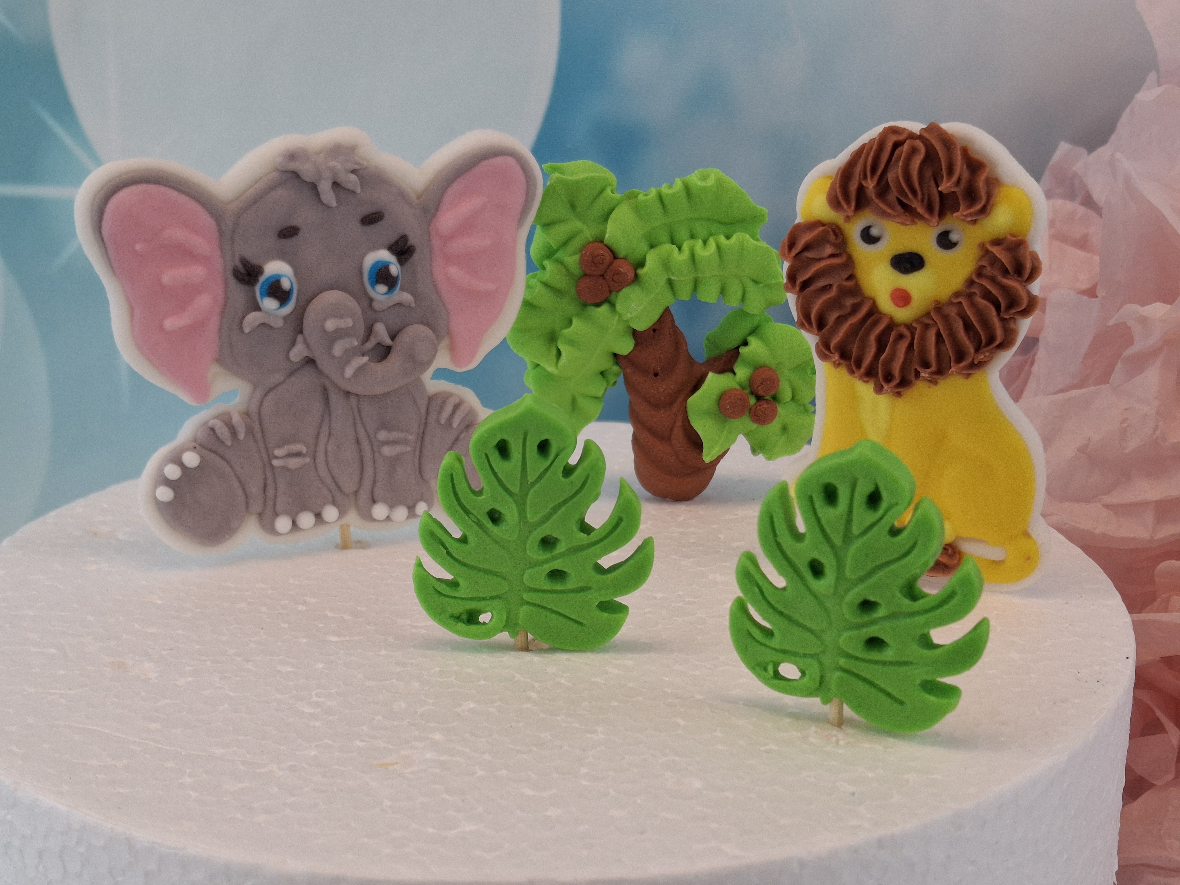 Tierische Tortendeko – Zuckerdekoration Elefant & Löwe