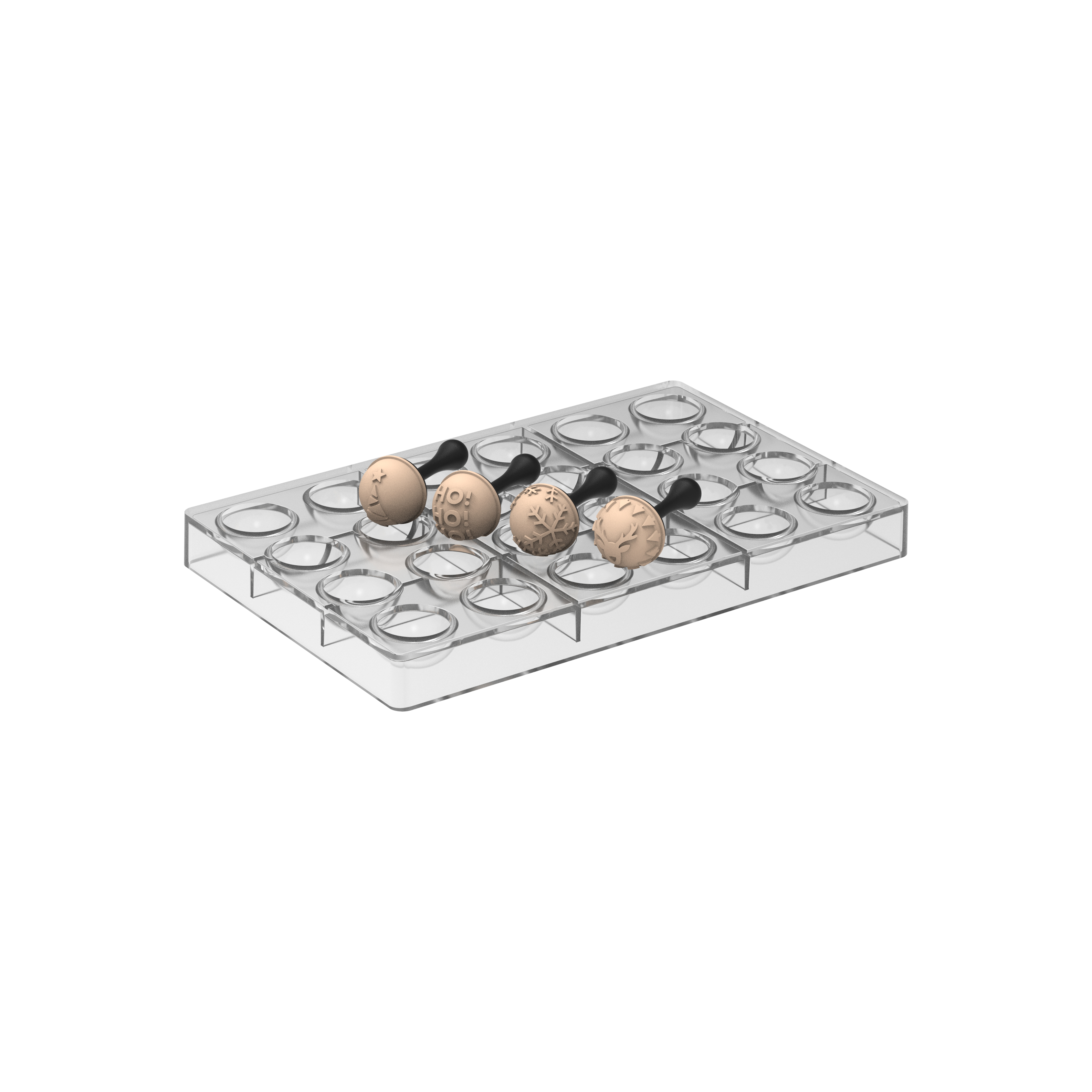Silikomart Semisfera 01 & Choco Stamp B – Pralinenform mit Dekor-Stempelsystem 
