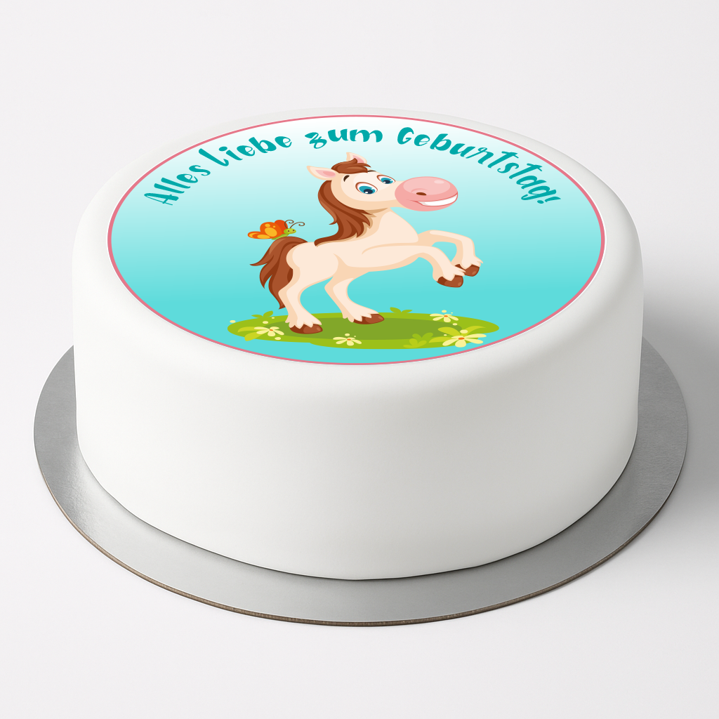 Tortenaufleger „Pferd Comic – Alles Liebe zum Geburtstag“