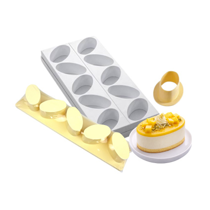 Ovales Kunststoffstangen Dessertform Set inklusive Ausstecher und Auswerfer für Parfait und Mousse