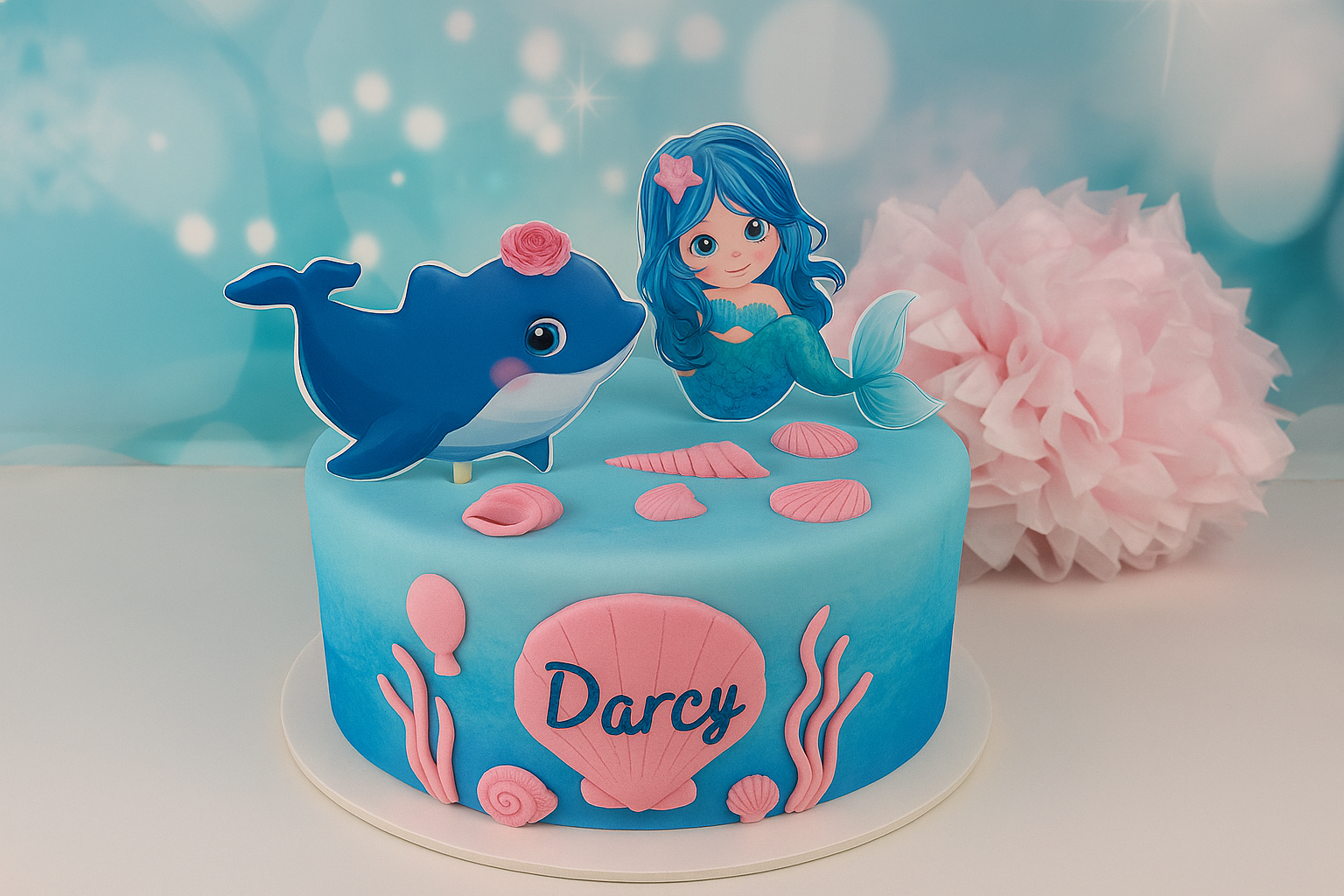 Cake Topper Set Meerjungfrau, Wal und Muscheln
