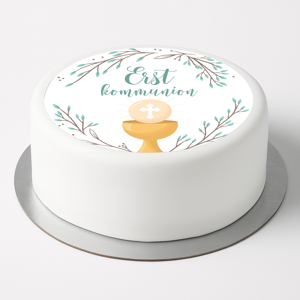 Tortenaufleger Erstkommunion – Kelch & Kreuz | Christliche Tortendeko