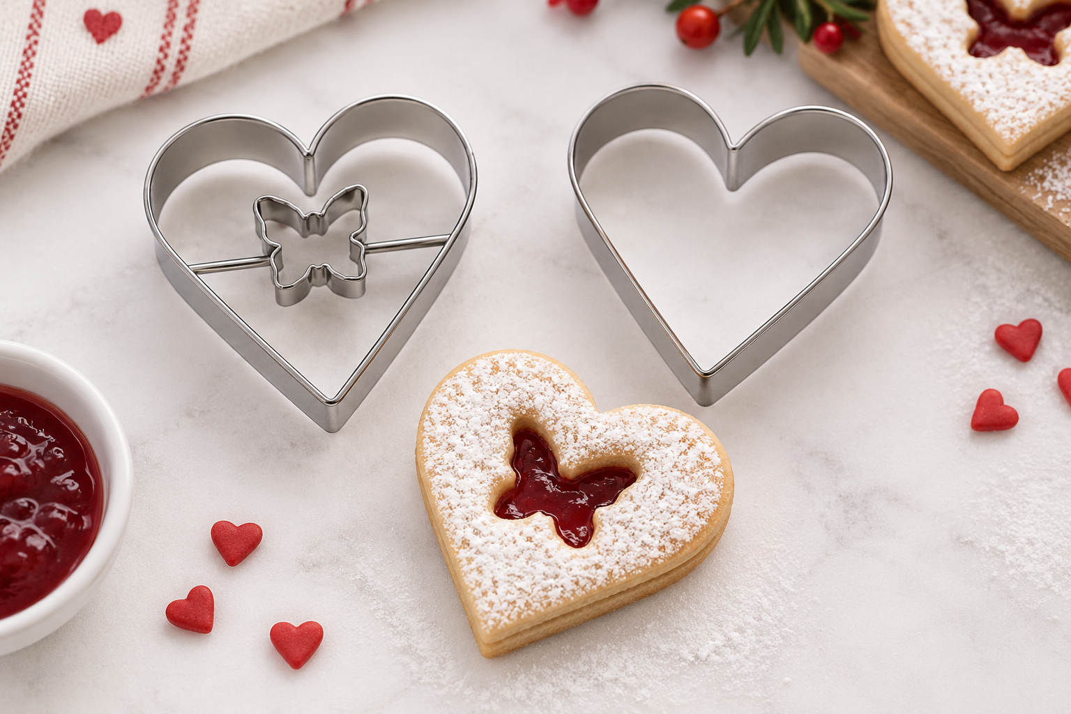 Linzer Ausstecher Herz mit Schmetterling | 5,5 cm 2-teilig A47