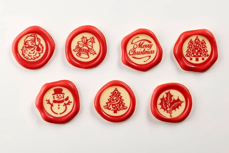 Schokoladenform Weihnachten mit roter Transferdeko – Ø 35 mm