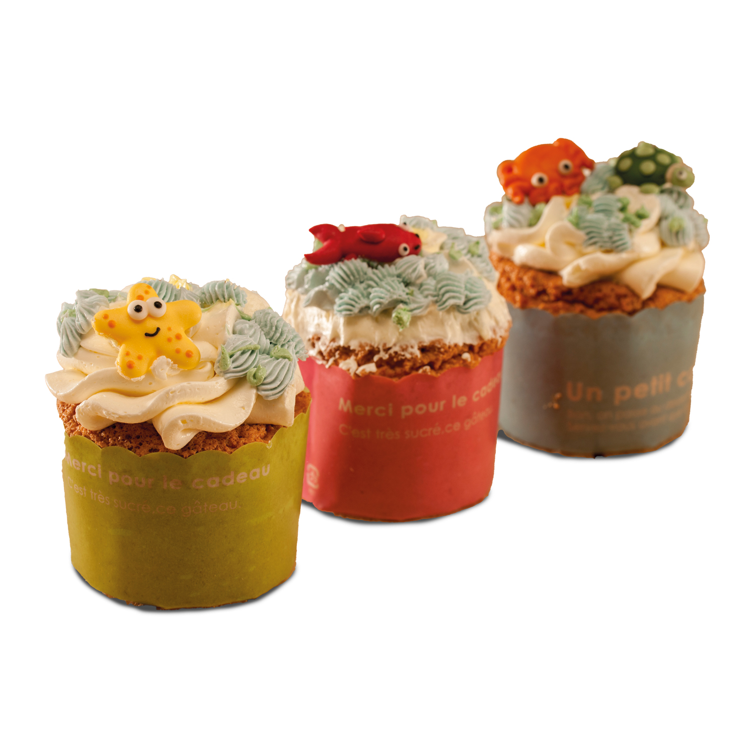 Zuckerdekoration Meerestiere – 6-teilig, 3D, 2,5 x 2,7 cm