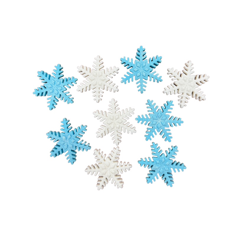 Zuckerdekoration Schneeflocken blau/weiß 