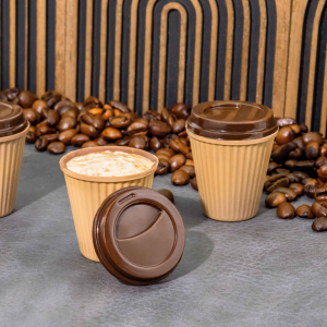 Martellato Barista Pralinenform Set Kaffeebecher mit Deckel aus Polycarbonat 2-teilig