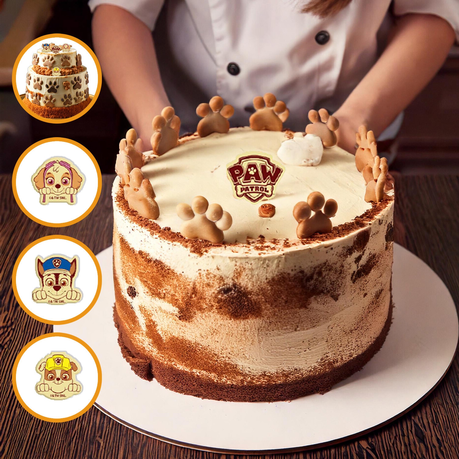 PAW Patrol Schokoladenaufleger aus weißer Schokolade (27,5 x 31 mm)