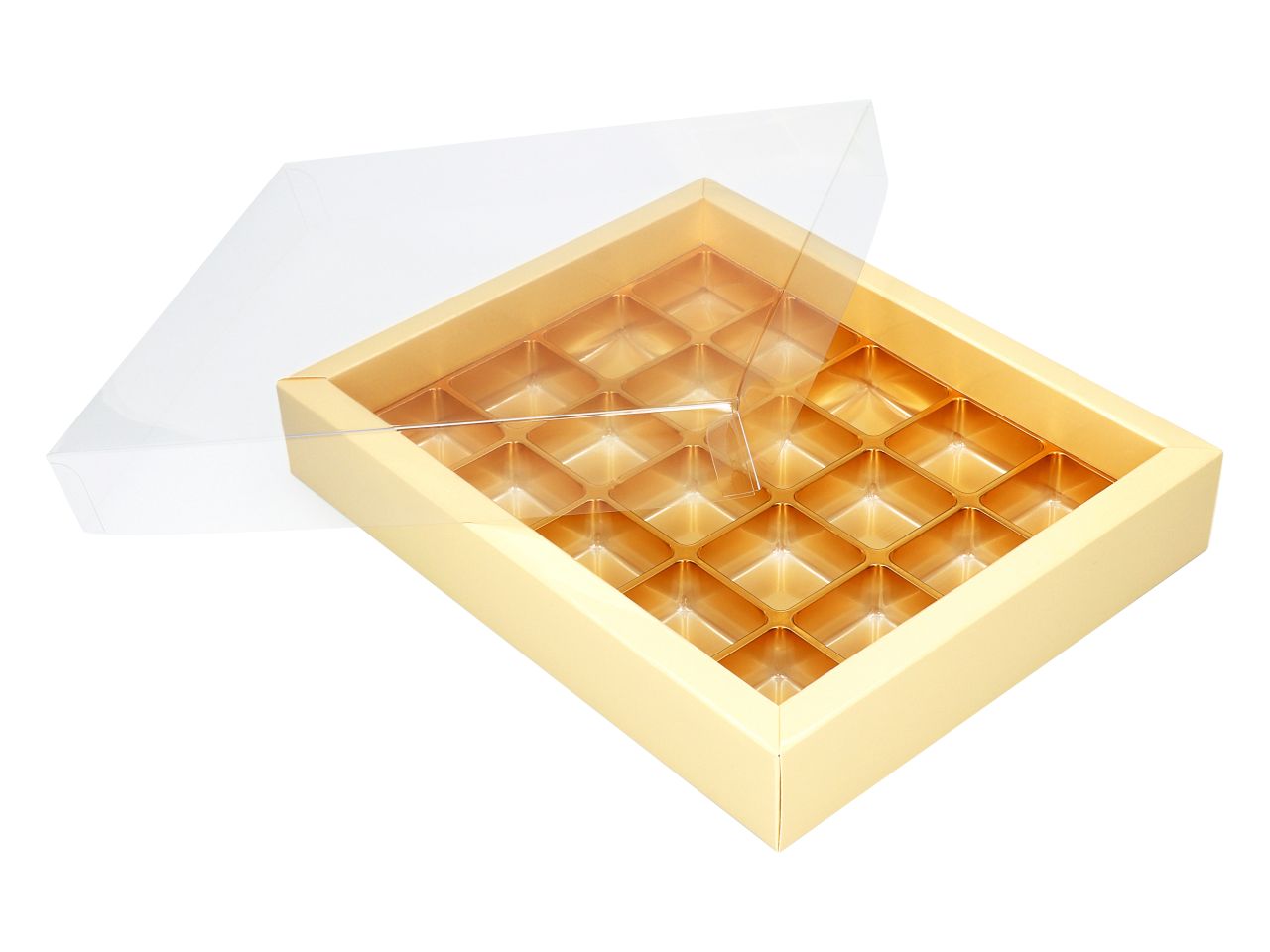 Pralinen Schachtel Trüffel-Verpackung marone für 20 Trüffel mit Klarsichtdeckel  