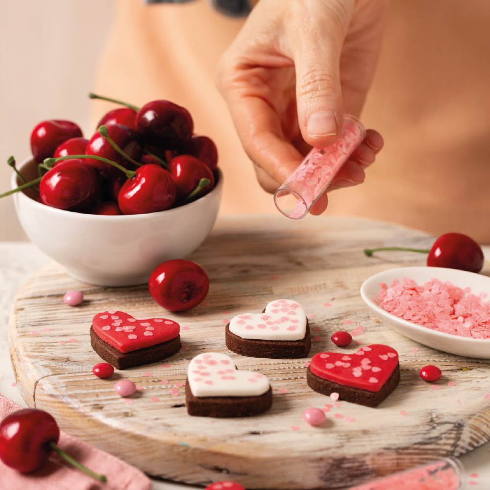 Essbare Mini-Herzchen Dekoration – edible Hearts für Cupcakes, Kekse, Pralinen & Cocktails