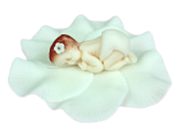 Zuckerfigur Baby weiß mit Blume