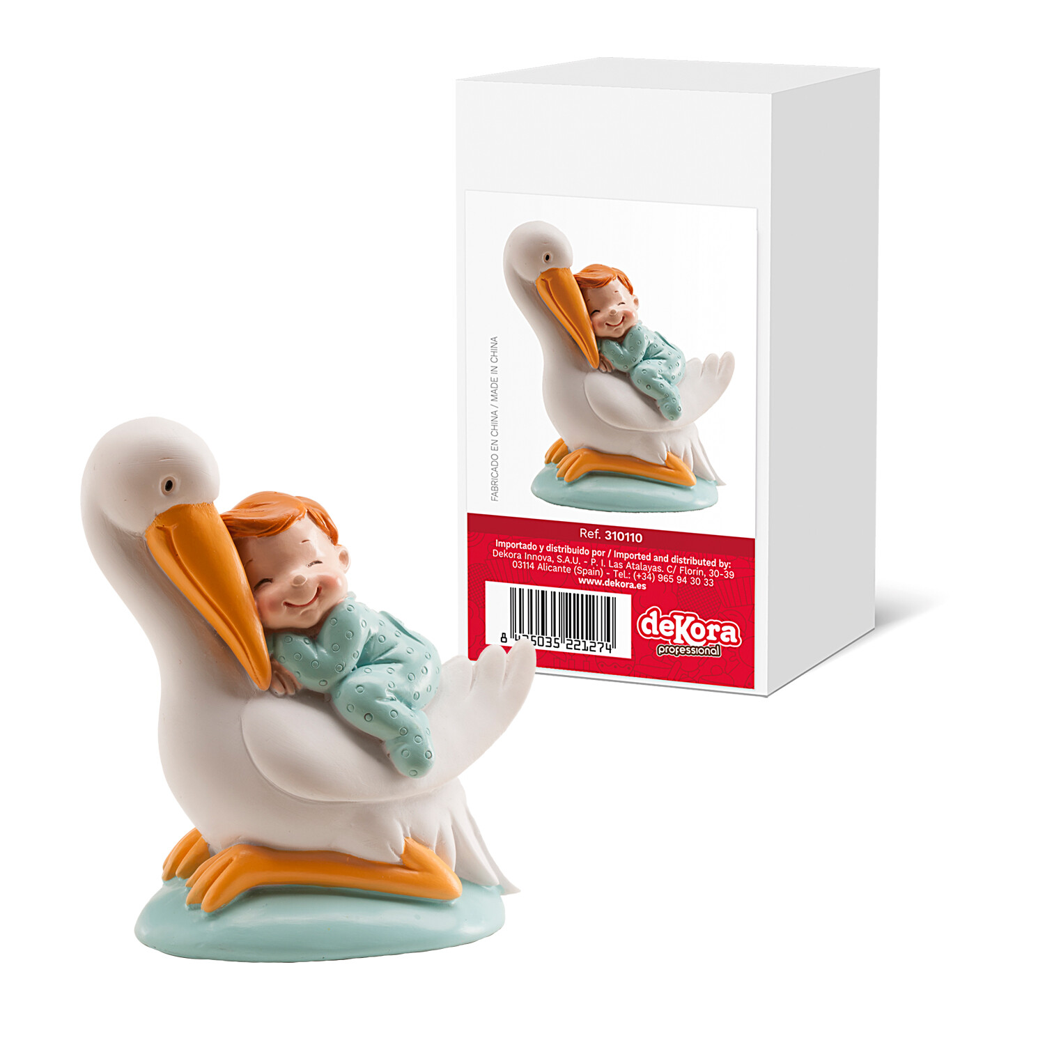 Tortenfigur „Storch schlafend – Blau“ – 10 cm