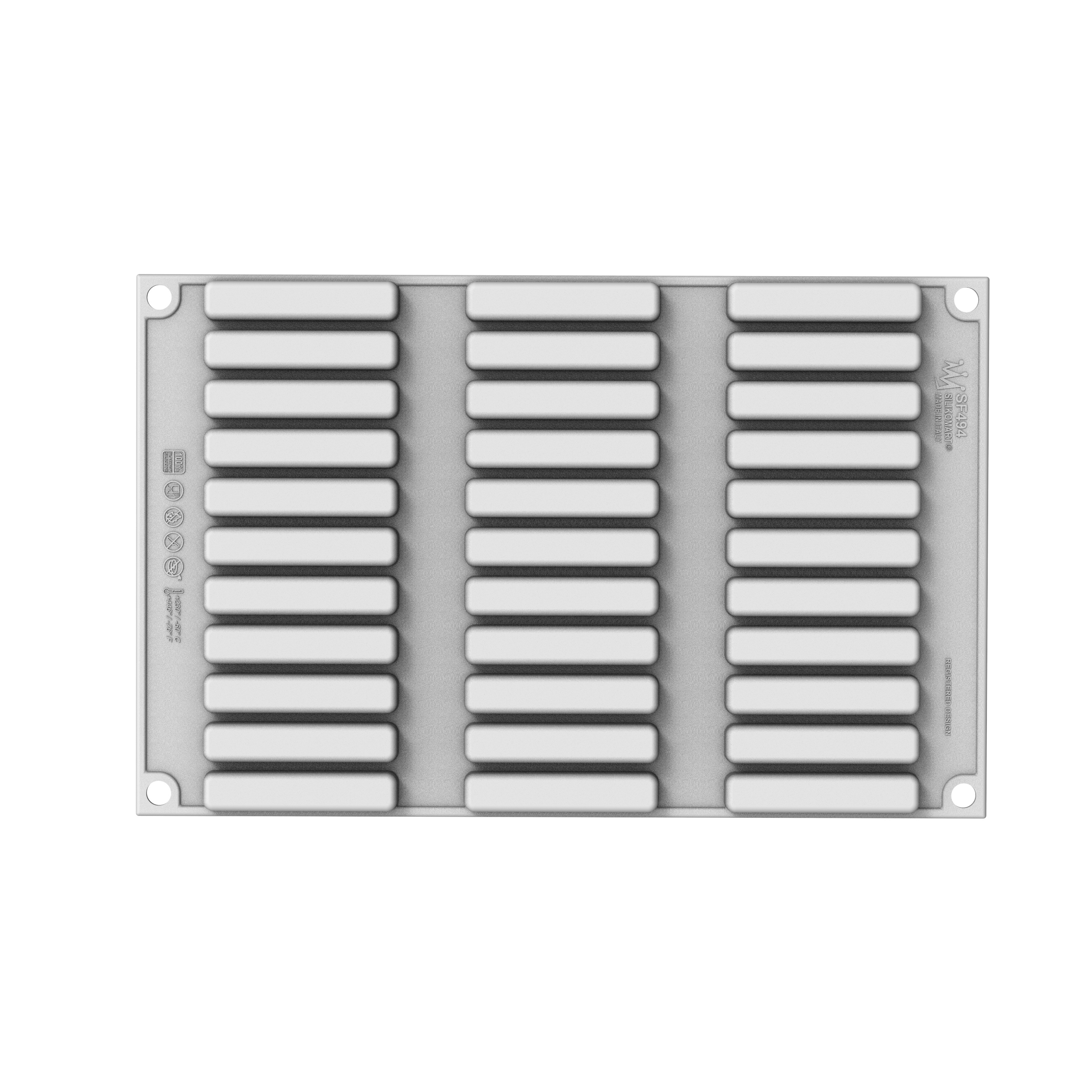 Silikomart Rectangle 6 – Silikonform für Einlagen & Fingers, 60 x 10 x 10 mm