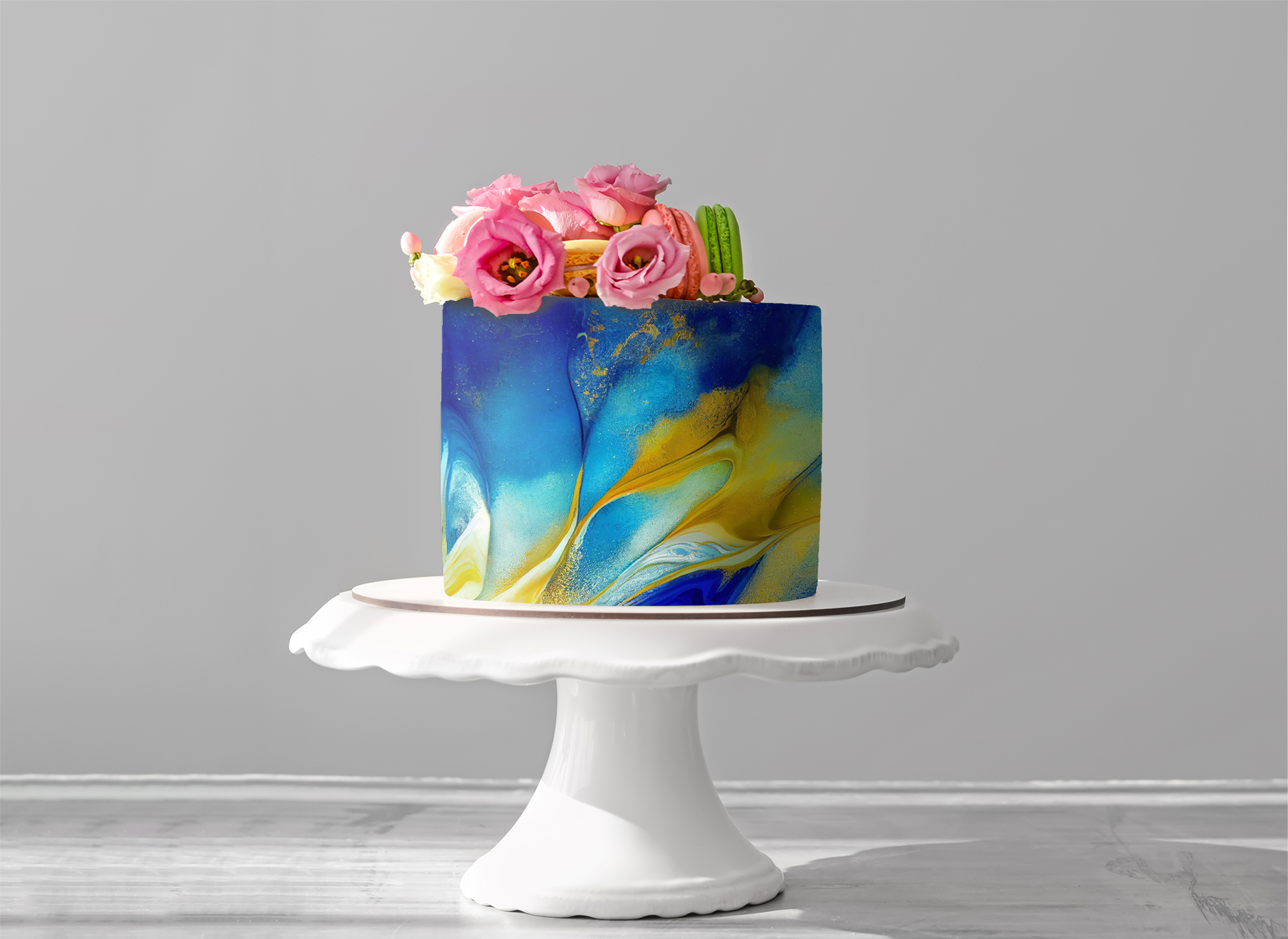 Deko Fondant Marmor  Blau