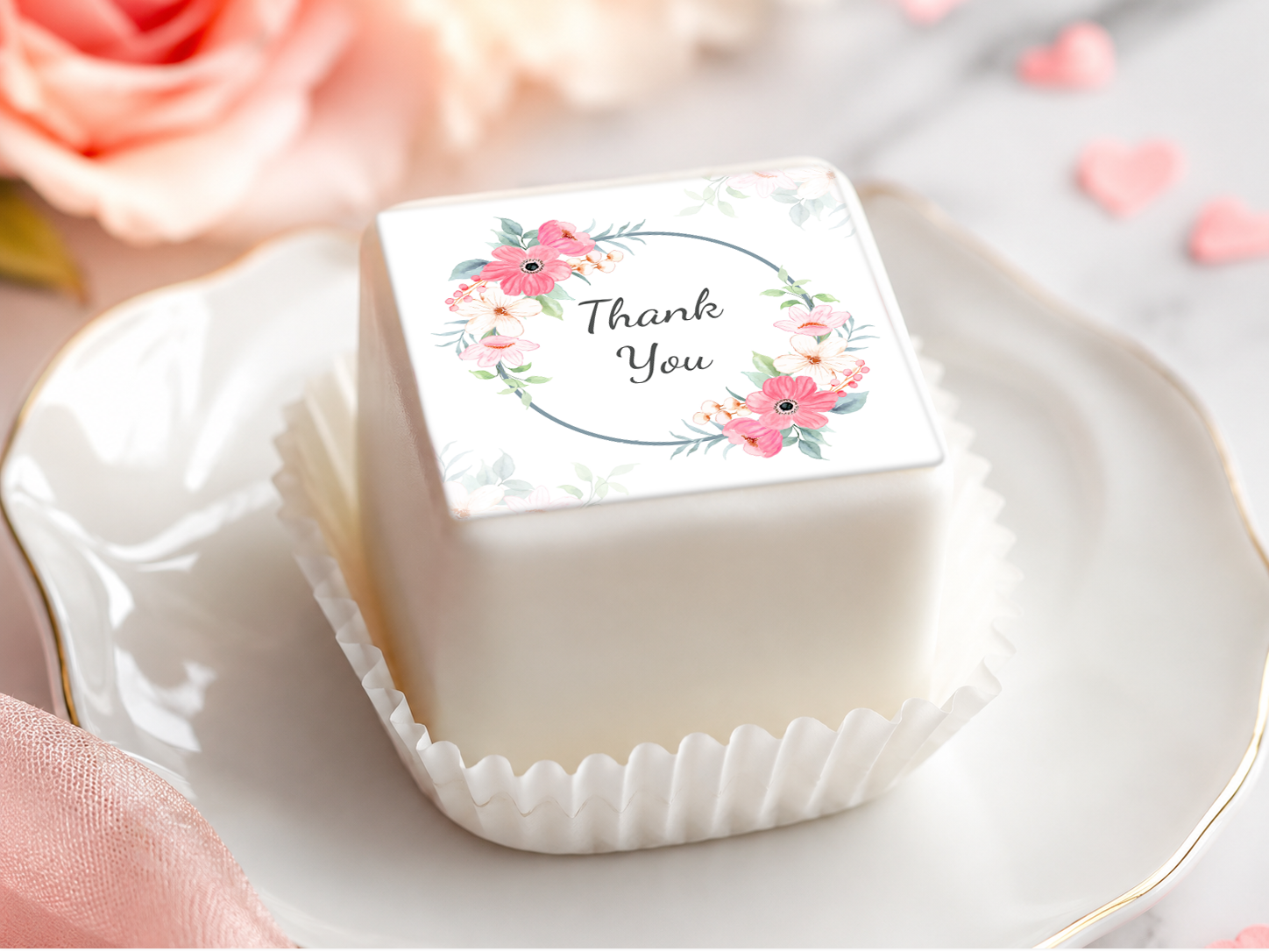 Petit Four & Punschkrapfen Aufleger „Danke“ – 12 Stück
