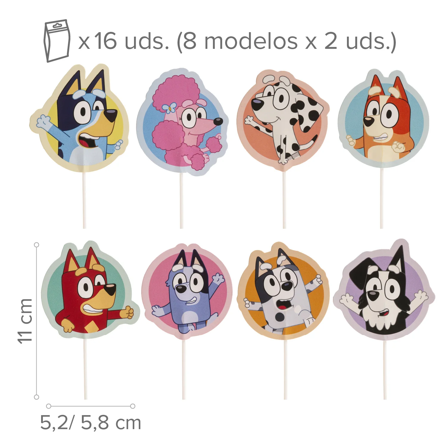 Bluey & Bingo Cupcake Topper – 16 Stück