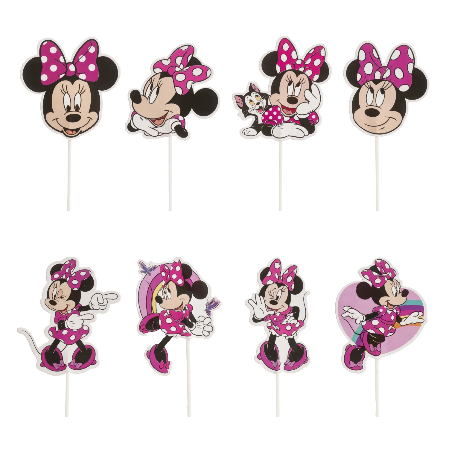 Minnie Mouse Cake Topper aus Papier – 16 Stück, 8 Motive