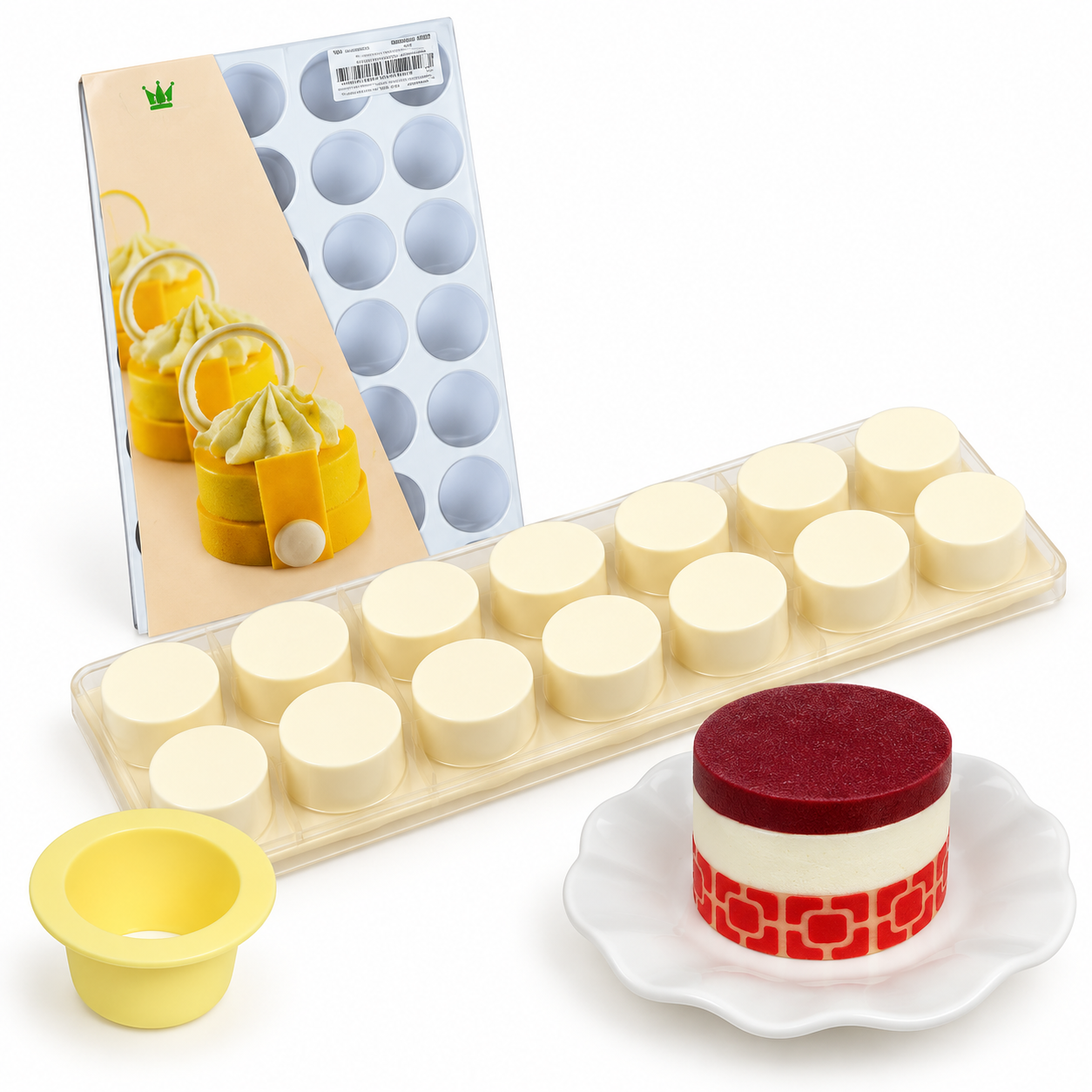 Törtchenform Kreis – Profi Dessertform-Set aus Kunststoff inkl. Ausstecher & Auswerfer