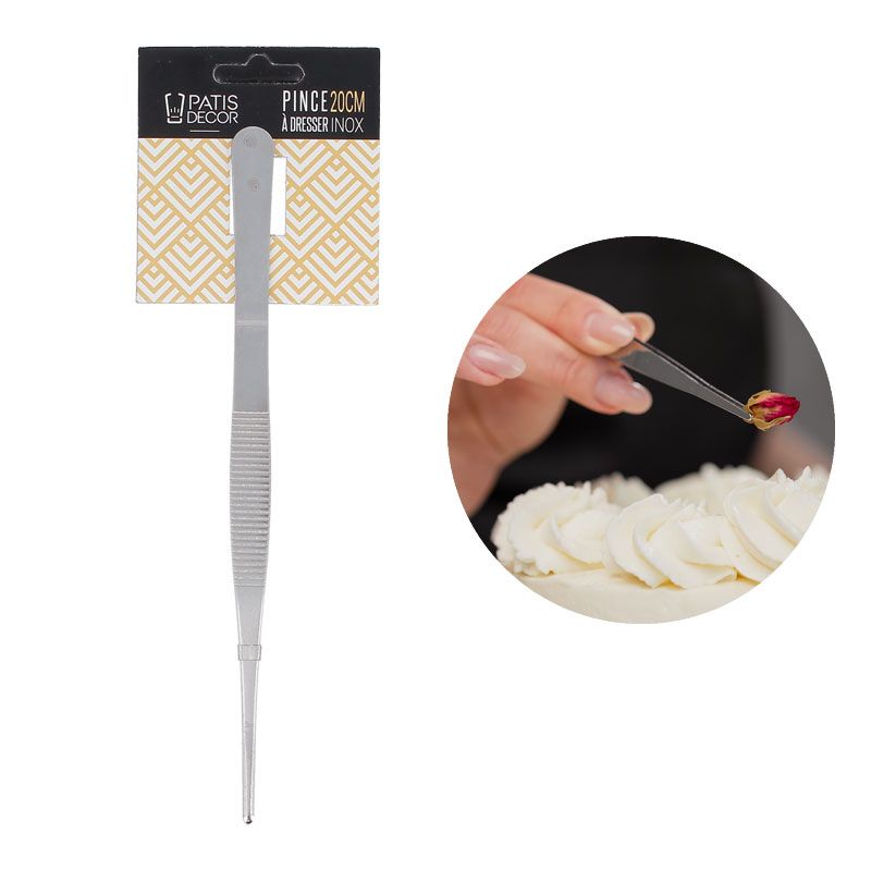 Edelstahl-Anrichtepinzette 20 cm – Präzisionspinzette für Dekoration & Feinarbeiten