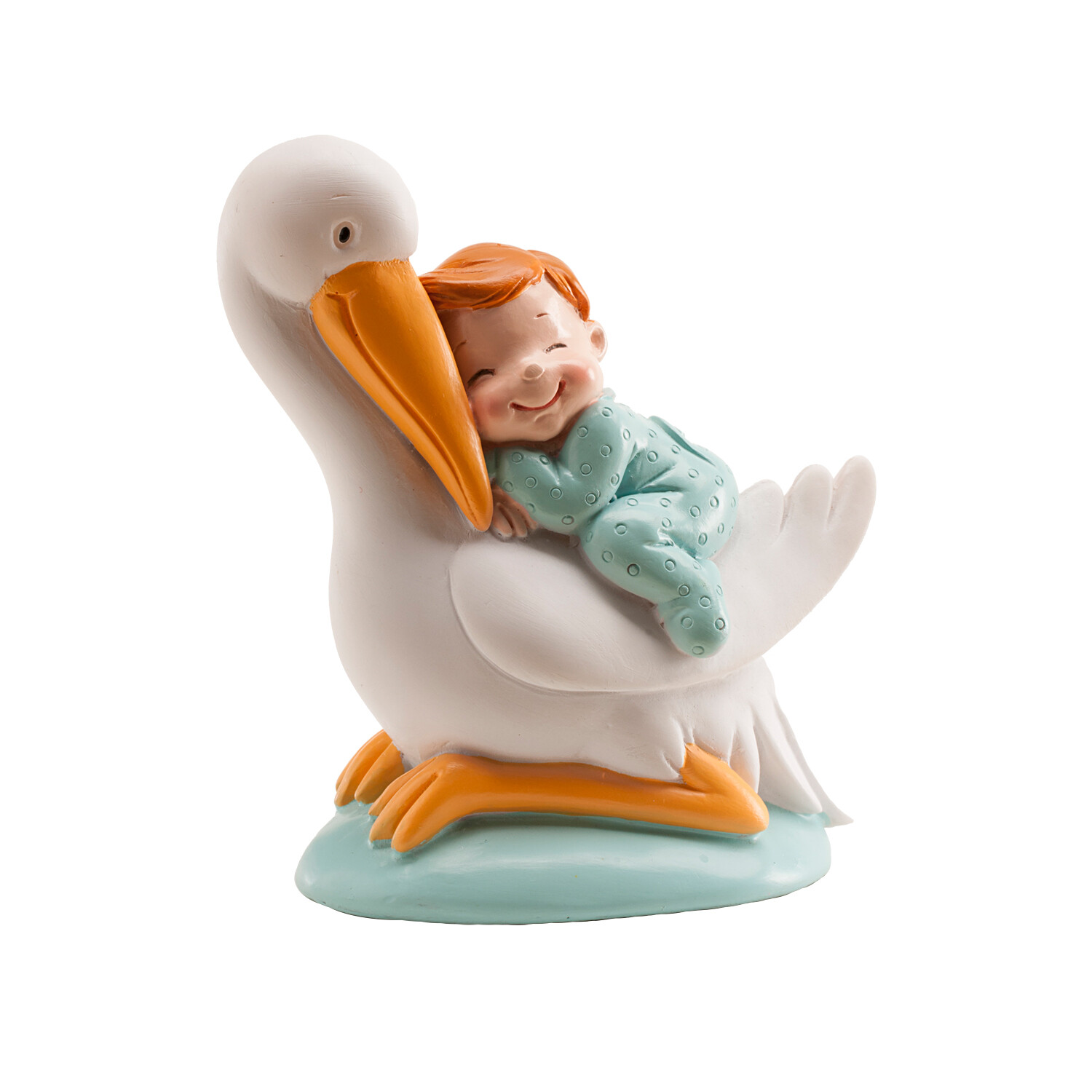 Tortenfigur „Storch schlafend – Blau“ – 10 cm
