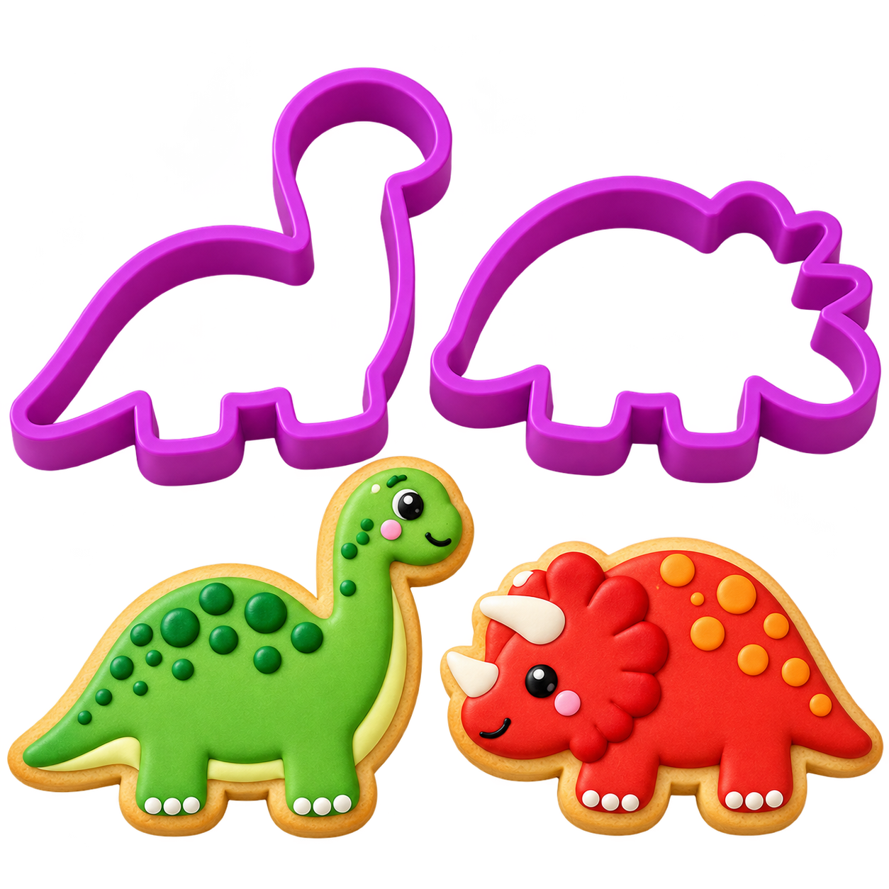 Ausstecher Dinosaurier 2er Set – Dino Keksausstecher für Kekse & Fondant