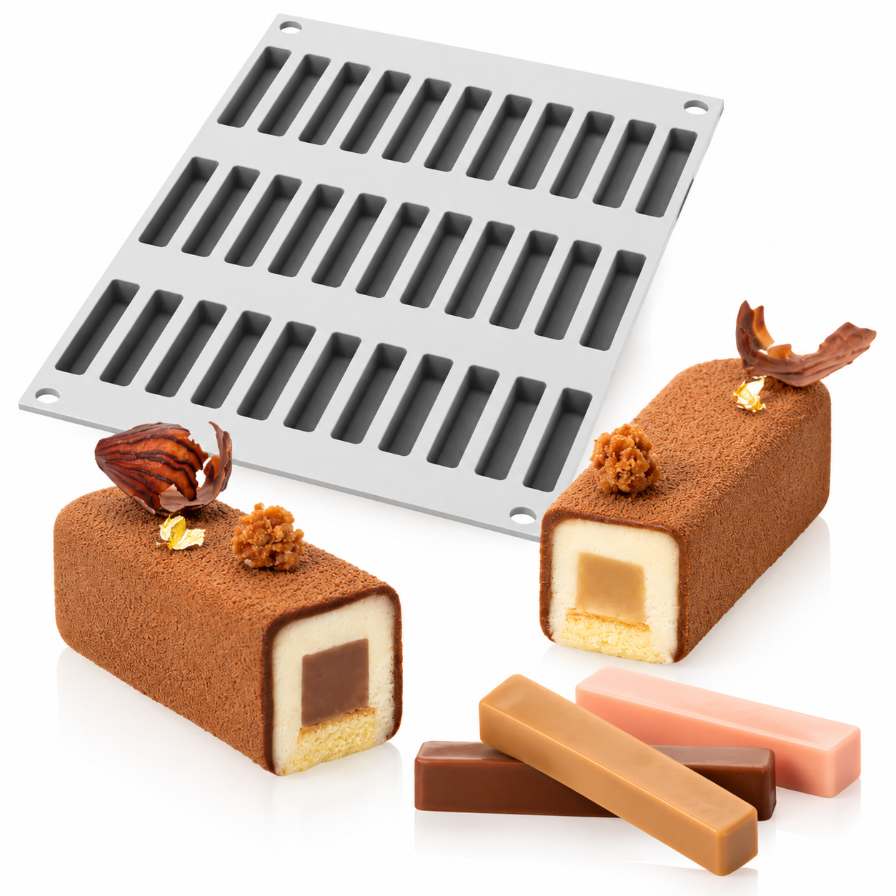 Silikomart Rectangle 6 – Silikonform für Einlagen & Fingers, 60 x 10 x 10 mm