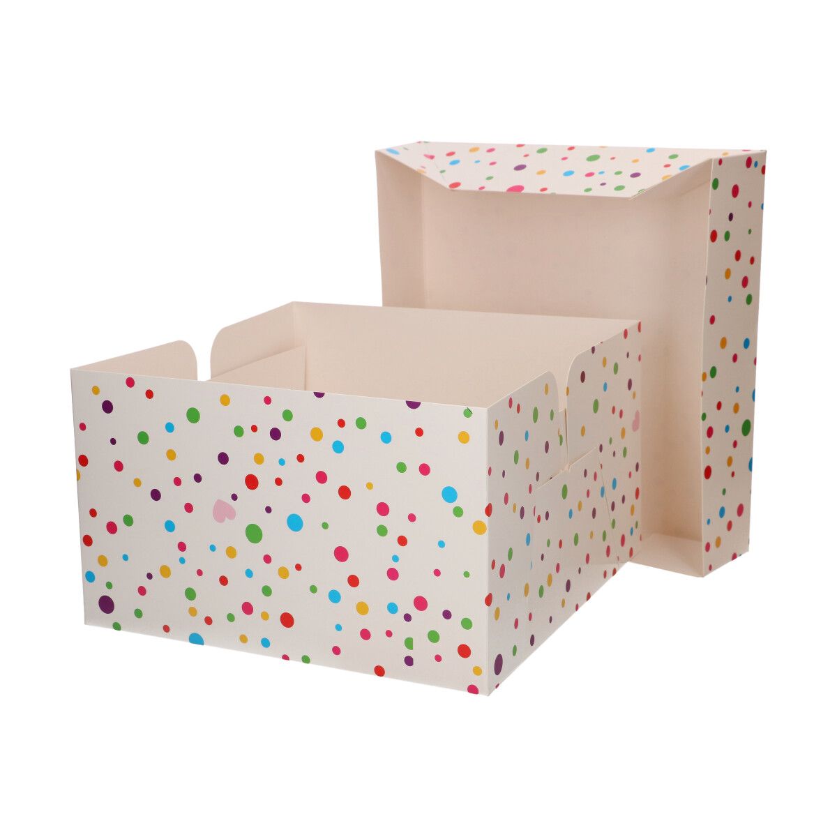 Tortenschachtel weiß mit Konfetti 25x25x15
