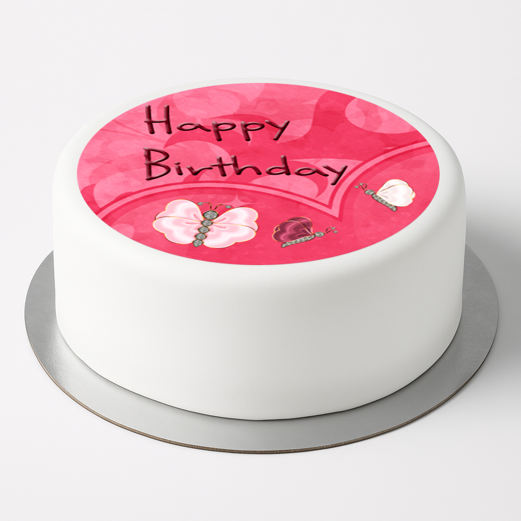 Tortenaufleger Geburtstag – Happy Birthday mit Schmetterlingen | Tortendeko