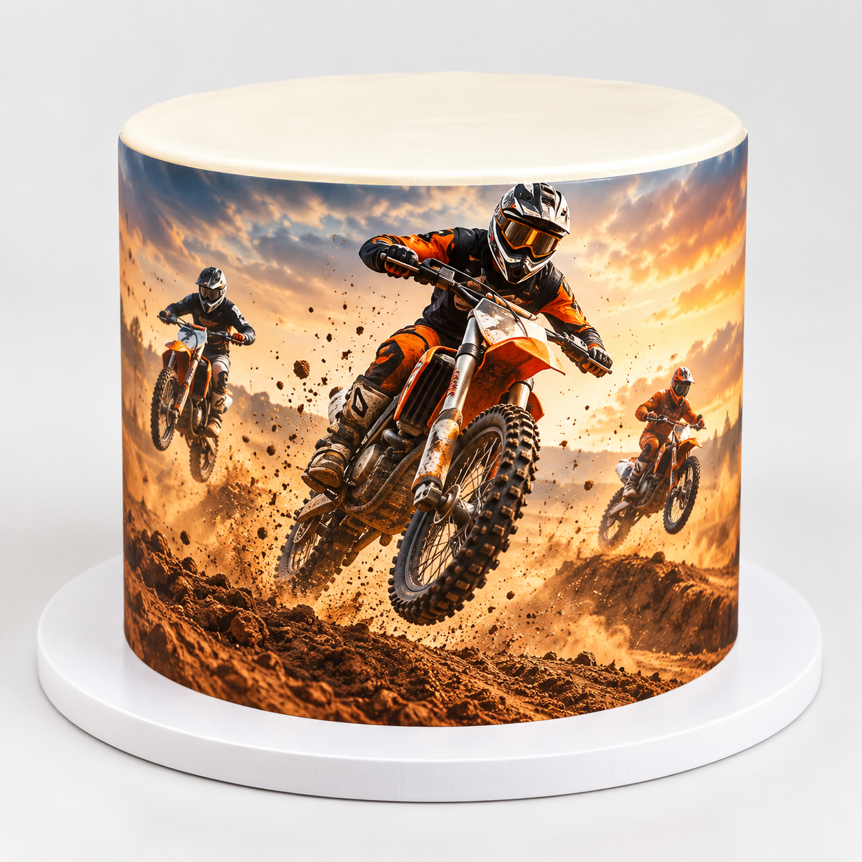 Deko Fondant Motocross – Tortenband mit Dirtbikes im Gelände