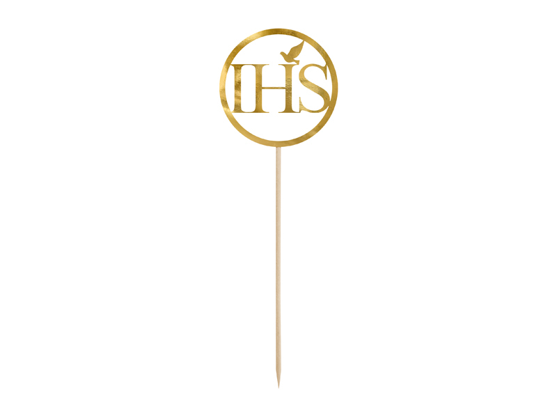 Cake Topper "IHS" gold