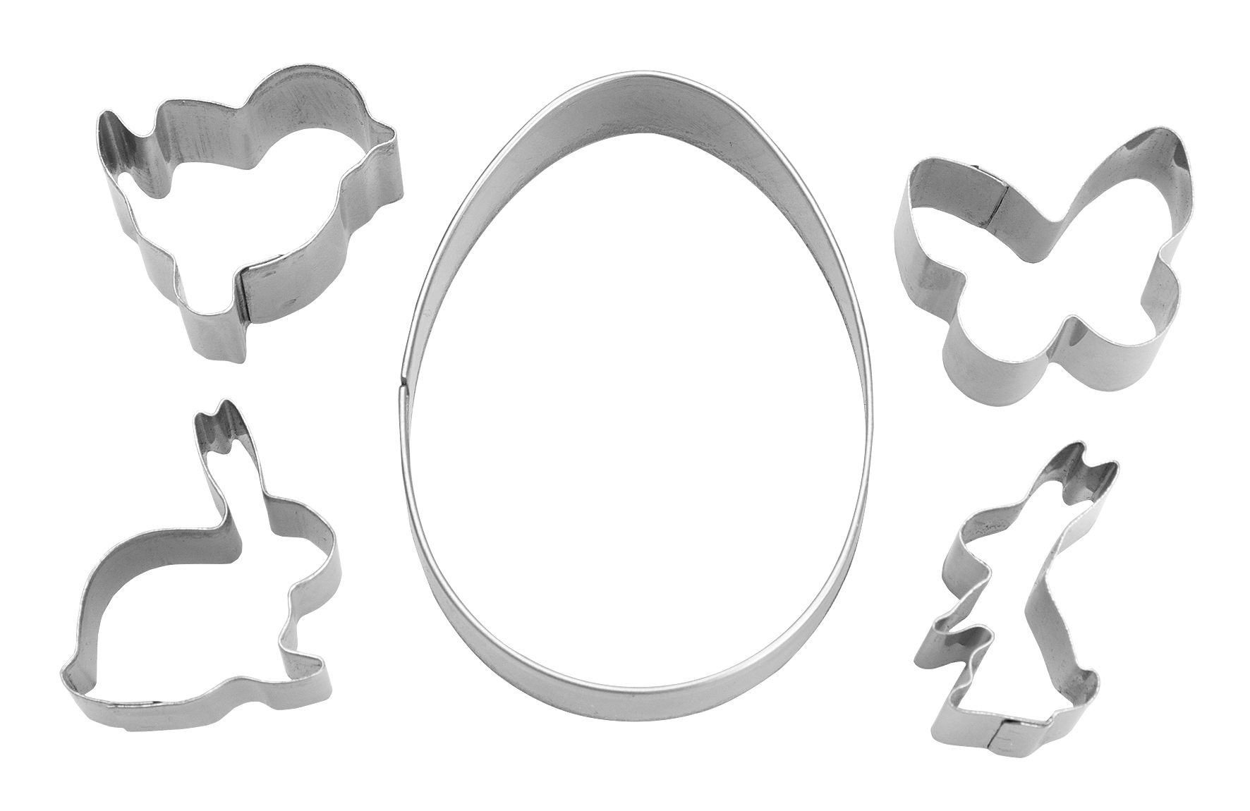 Ostern Set 5-teilig – Ausstecher Set mit Osterei, Hase, Küken und Schmetterling