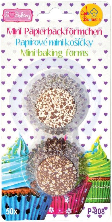 Mini Papierbackförmchen – Braun & Creme (50 Stück)