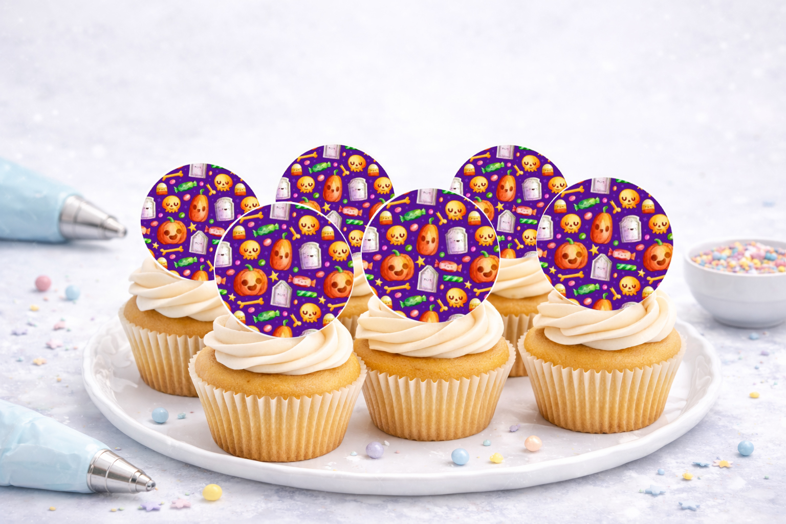 Essbare Muffinaufleger mit Halloween-Motiven für Cupcakes und Muffins