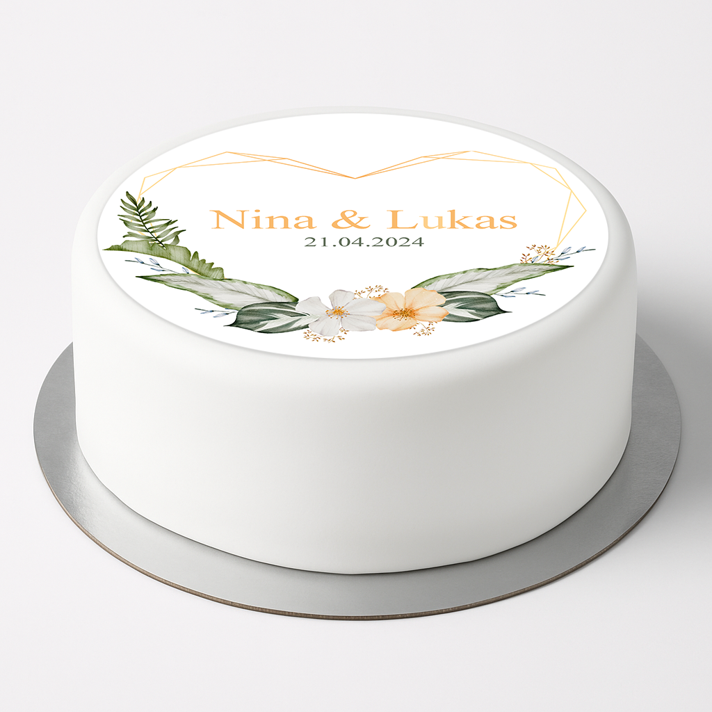 Tortenaufleger Hochzeit mit Ihrem persönlichen Text