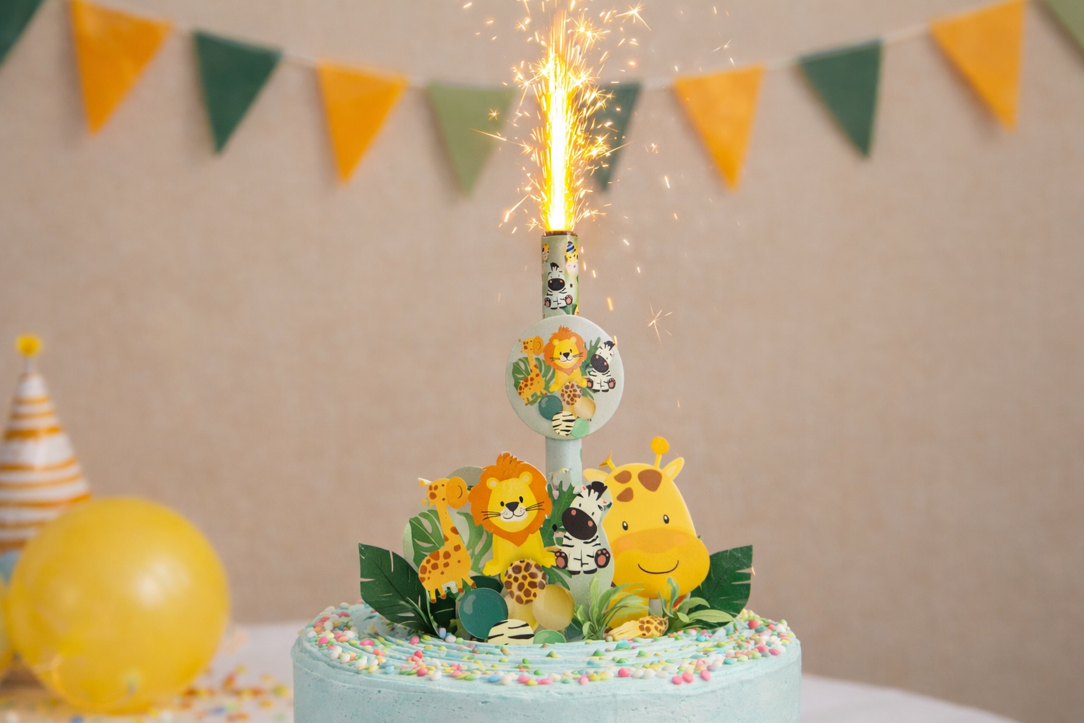 Party Fontäne Safari – Kuchenfontäne / Ice Fountain mit Tiermotiv, ca. 45 Sek.