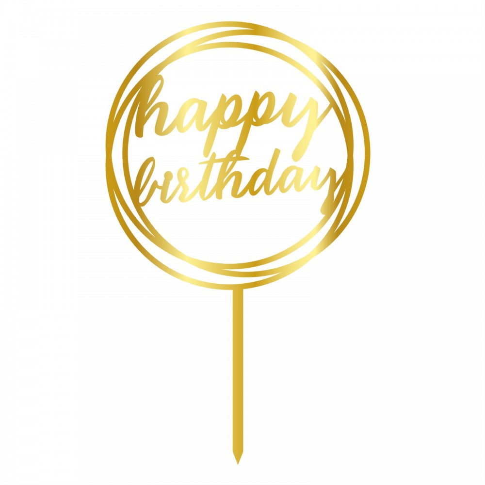 Cake Topper Happy Birthday gold