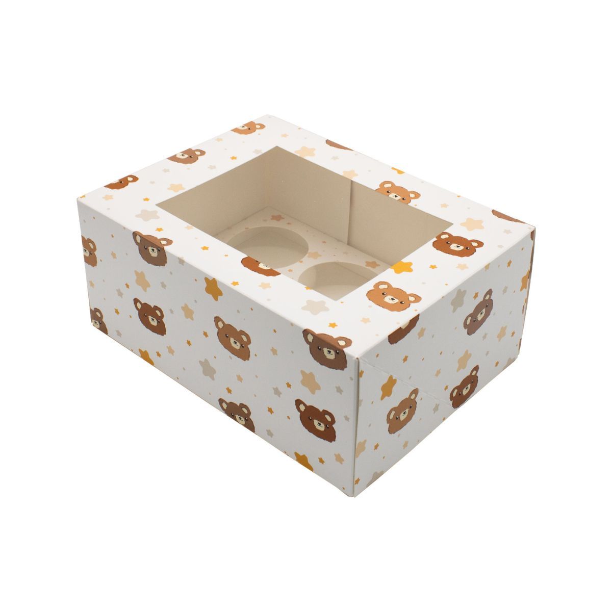Cupcakebox Baby Bär & Sterne – 2er-Set für je 6 Cupcakes